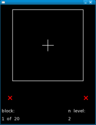 [A training session with right/wrong keypress feedback]